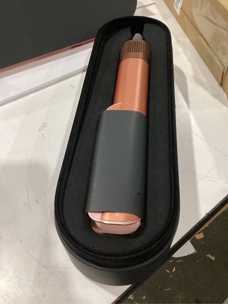 Condition photo showing As Is for used not tested dyson airstrait™ straightener, wet to dry hair straightener, no heat damage, no hot plates, all hair types amber silk