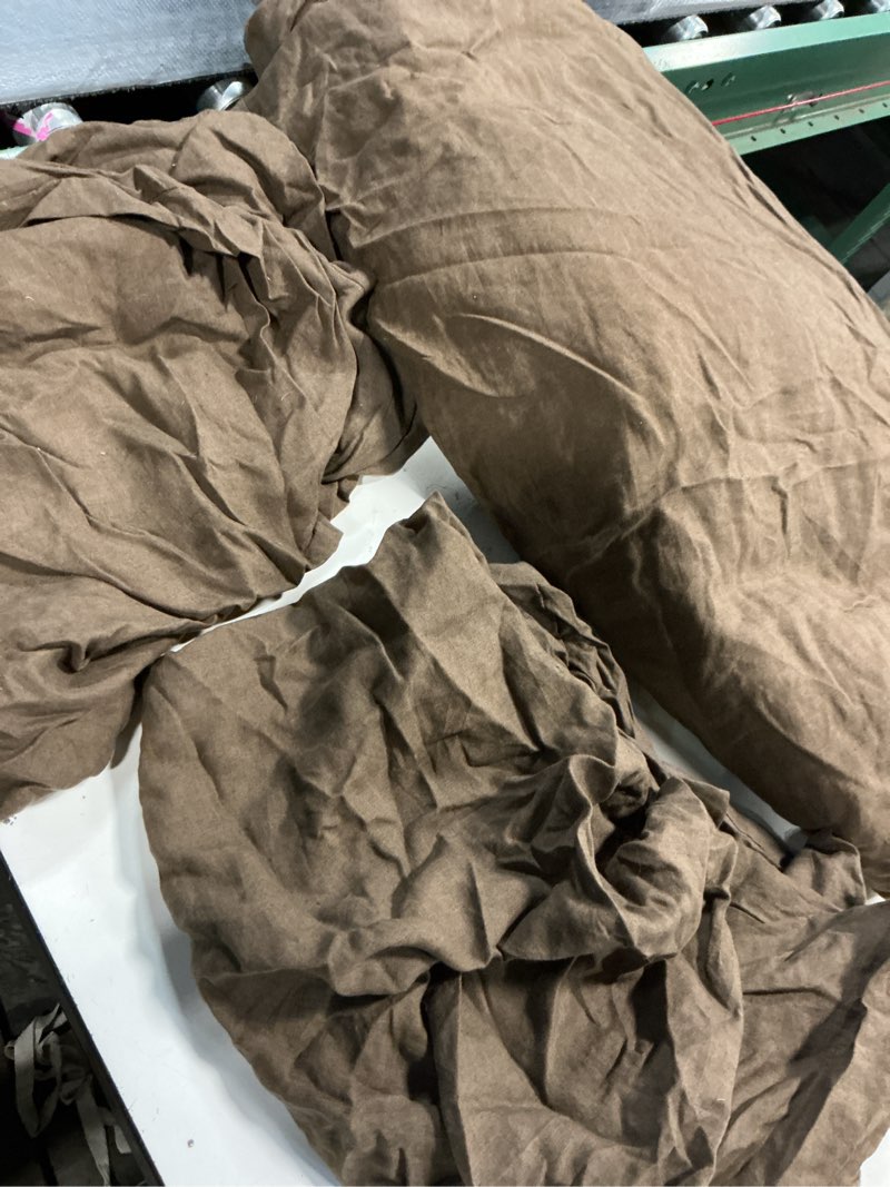 Condition photo showing Good Condition for quince,european linen duvet cover set, (3 pcs)king/cal king, espresso