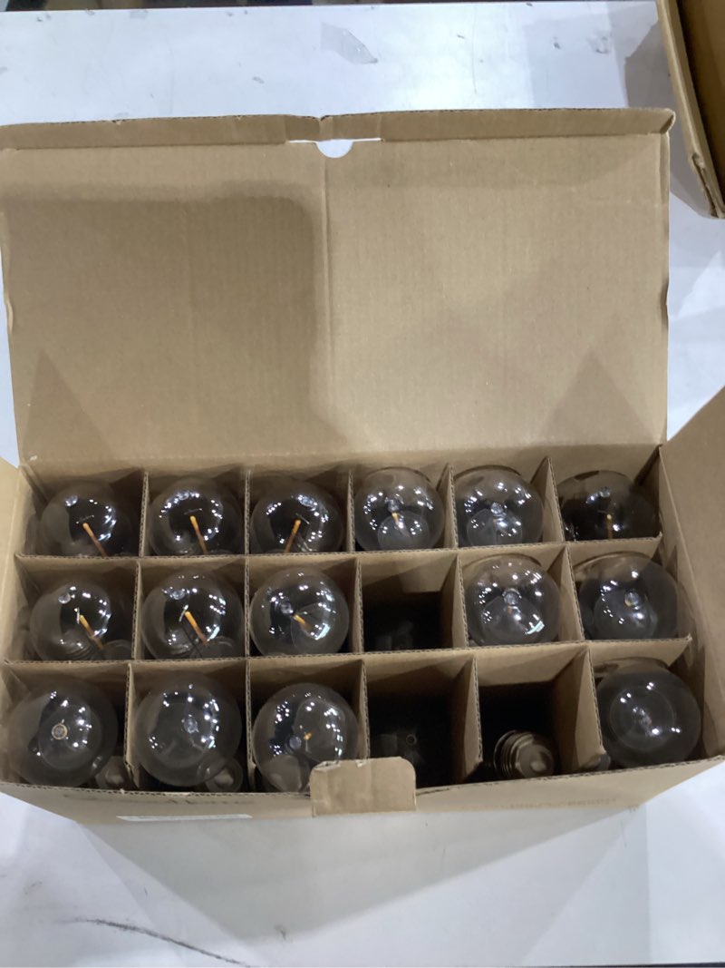 Condition photo showing Good Condition for not tested, missing 3 lightbulbs**** 36 pack s14 led bulbs for outdoor string lights, shatterproof replacement edison bulbs for patio string lights outdoor waterproof, warm white 2200k, dimmable, e26 standard base warm 36 pack
