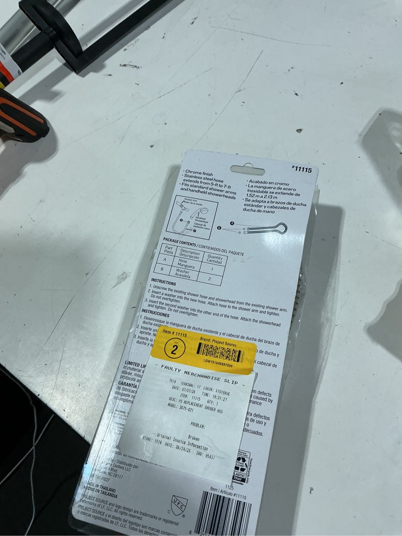 Condition photo showing As Is for project source chrome 84-in shower hose (0.5-in-id)