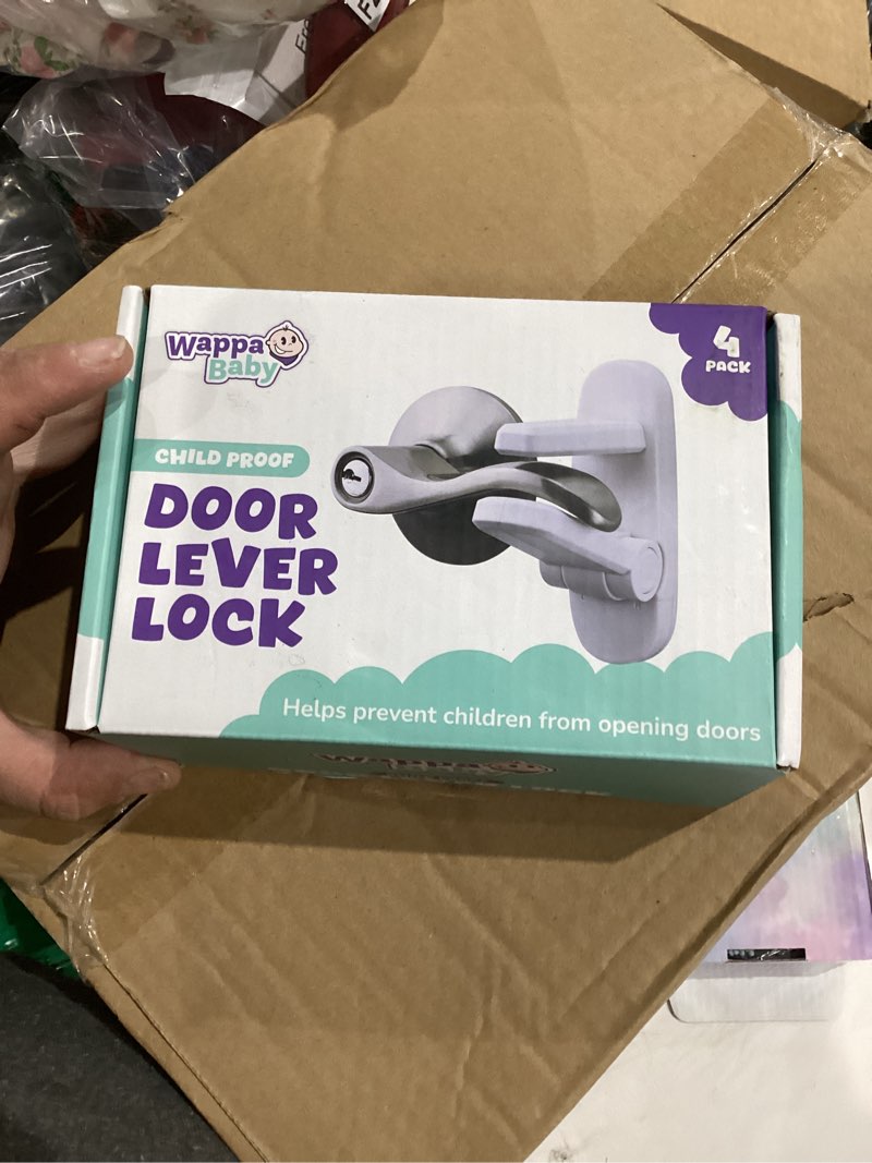 Condition photo showing New/Like New for Door Lever Locks (4 Pack) - Prevents Toddlers from Opening Doors - Durable ABS with 3M Adhesive - Easy One-Hand Operation for Adults, No Tools Needed White 4