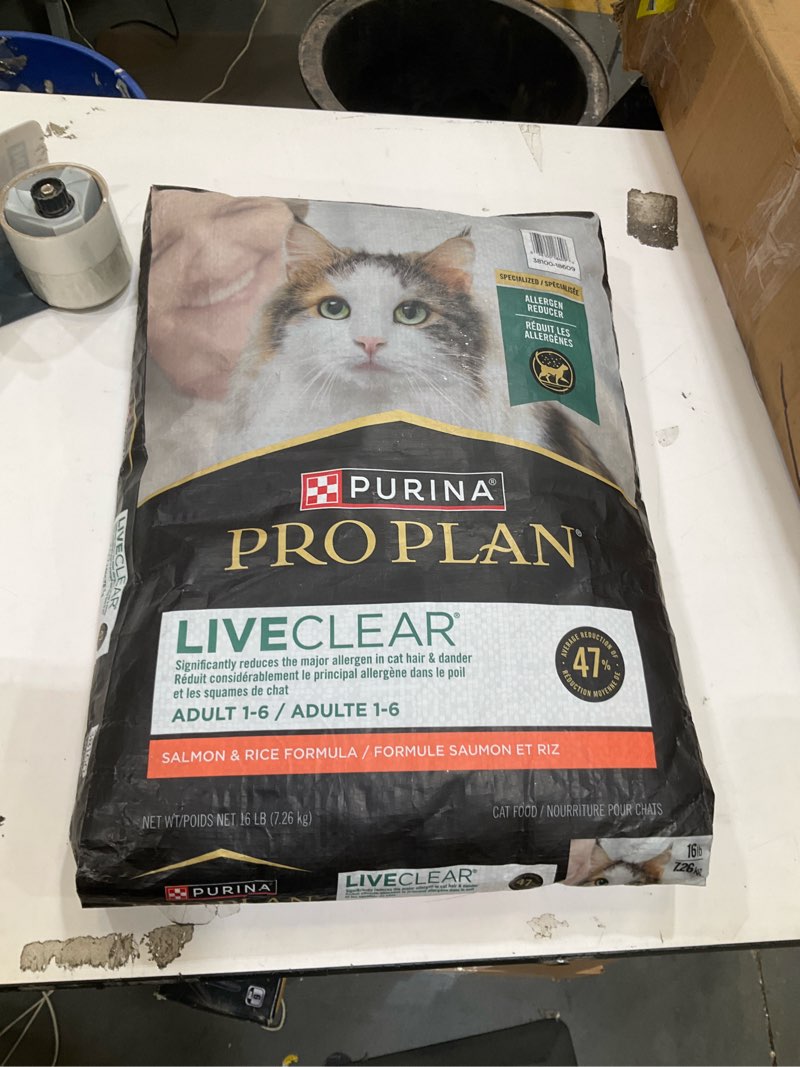Condition photo showing New/Like New for purina pro plan allergen reducing, high protein cat food, liveclear salmon and rice formula - 16 lb. bag