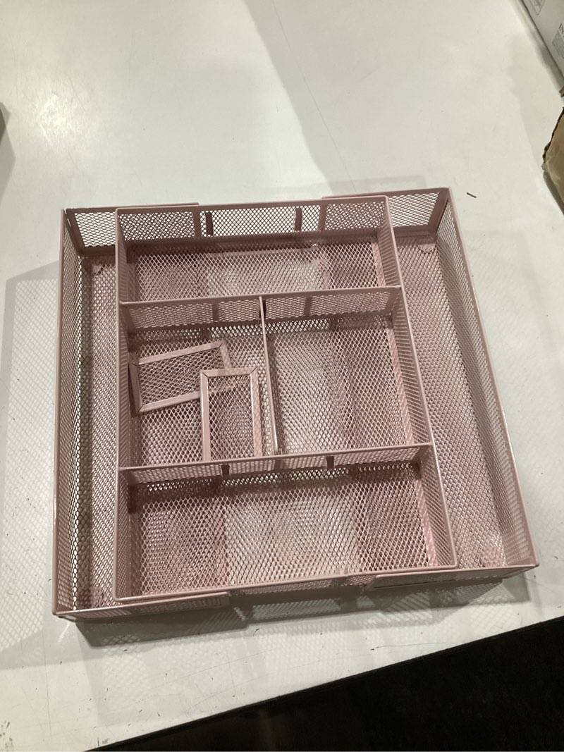 Condition photo showing Good Condition for marbrasse expandable desk drawer organizer, mesh tray with 10 adjustable compartments, desk organizers for office supplies, makeup & vanity (expandable-pink)