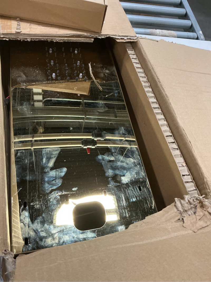 Condition photo showing As Is for BWE Polished Gold LED Shower Tower Bathroom Shower Panel System with Rainfall Shower Head Rain Massage Stainless Steel Shower Fixtures with Temperature Display