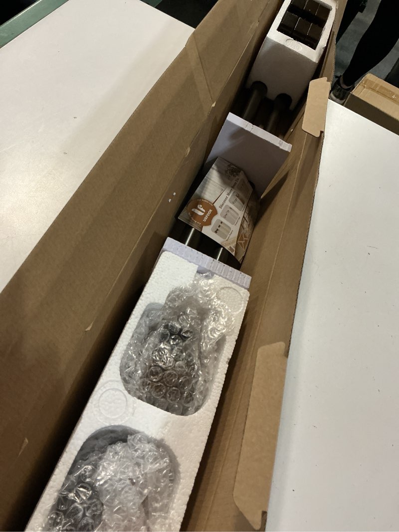 Condition photo showing Good Condition for 1 Inch Double Curtain Rods 36 to 72 Inches(3-6 ft) Bronze Drapery Rods for Windows 24 to 68 Inches, Telescoping Dual Curtain Rod with Woven Leaf Finials