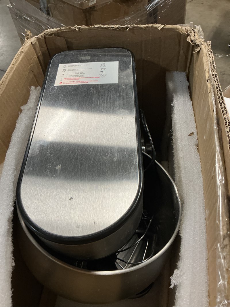Condition photo showing As Is for stand mixer fohere, 5.8 qt stainless steel mixer with dough hook, mixing beater, wire whip, dishwasher-safe, 6+p speeds tilt-head kitchen dough mixers for cake, electric home cooking kitchen mixer