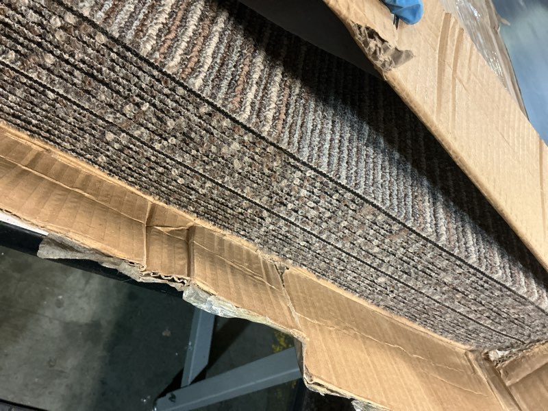 Condition photo showing Good Condition for commercial carpet tiles reusable 24" x 24" squares 18 tiles non slip soft floor carpet for office living room bedroom hotel gym easy diy installation with flexlok tabs (beige)