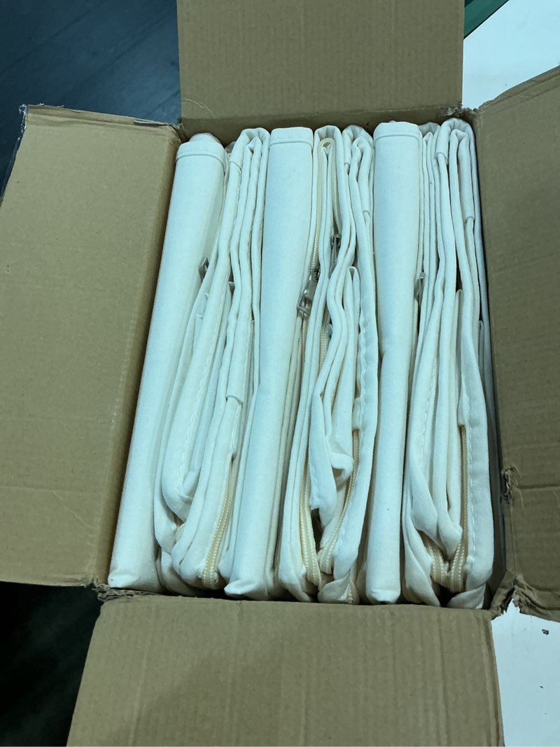 Condition photo showing New/Like New for 6-pack large canvas comforter storage bags closet organizer for clothes sweater clothes organizer with dual zipper three carrying handles for blanket closet storage container natural color 6 pack