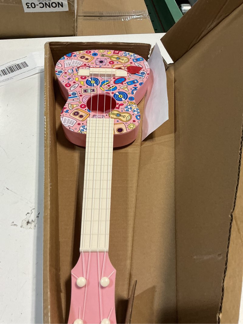 Condition photo showing Good Condition for leeqee 21in colorful graffiti ukulele guitar for kids, 4 strings kids guitar ukulele musical instruments learning educational toys with picks for 3 4 5 6 7 8 9 10 11 12 toddler boys girls (pink)