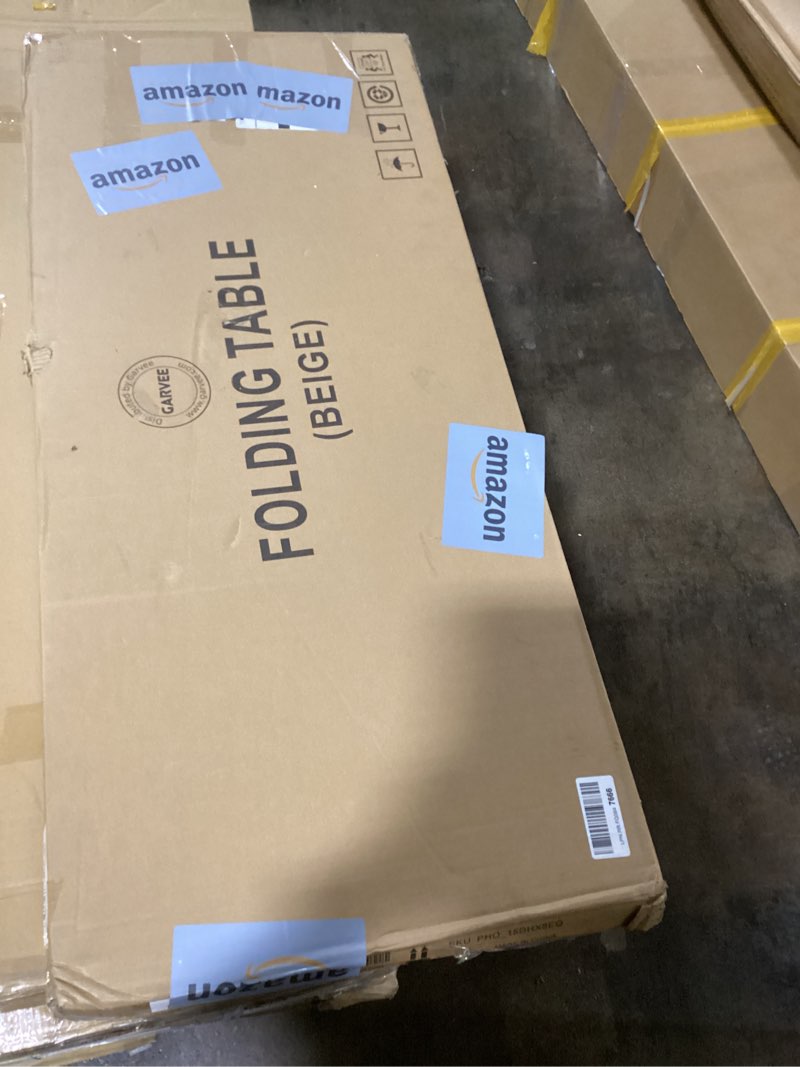 Condition photo showing As Is for TABLE ONLY 5-Piece Rectangle Folding Table and Chairs Set, Foldable Portable Card Table and Chairs, Scratch & Stain Resistant Tabletop, for Dining Room, Living Room, Office, Camping, Gatherings, Beige