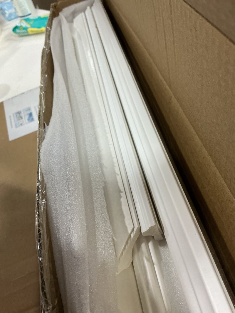Condition photo showing New/Like New for 1 set peel and stick door moulding trim kit double premade wall moulding panels flexible self adhesive 3d wainscoting panels for window frame decor(22''x66''+16''x48'')