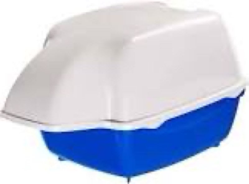 ferplast cosmic outdoor cat litter box - waterproof dog-proof cat toilet with tunnel entry, high-sided base for litter containment, easy-clean design, durable thermoplastic resin in blue one size