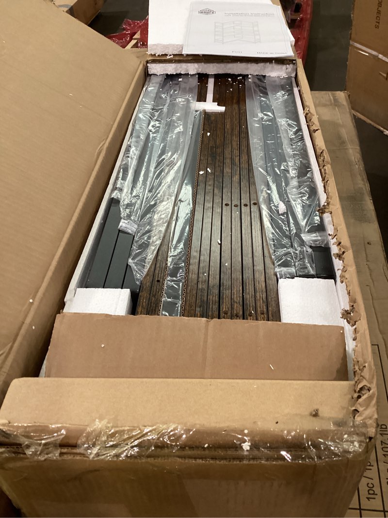 IRONCK Industrial Bookcases and Bookshelves, 5-Tiers Corner Bookcase with Curved Panels, L Shaped Shelf with Metal Frame for Open Storage for Living Room Home Office, Vintage Brown