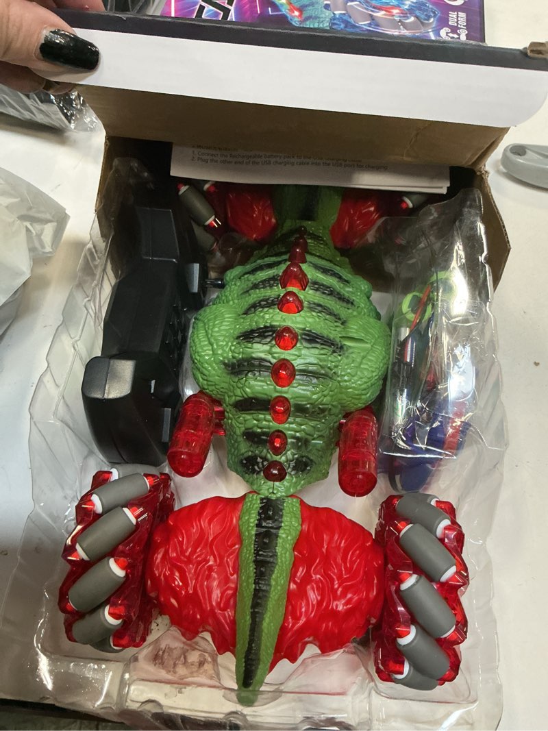 Condition photo showing Good Condition for Dinosaur Remote Control Car, 2.4Ghz 4WD RC Cars with Dinosaur Sounds & Light Music, Gravity Gesture Sensing Remote Control Monster Truck Kids Toys, RC Stunt Twist Car Toys for Ages 4 5 6 7 8-13yr Light Green