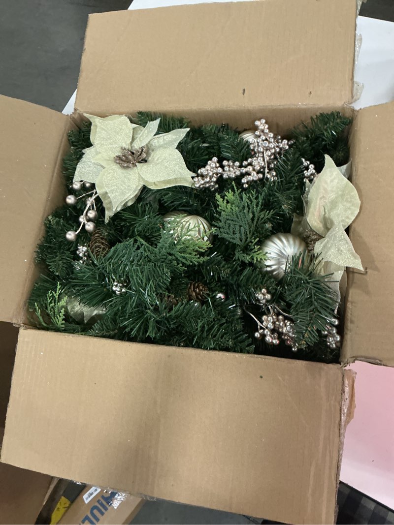 Condition photo showing Good Condition for rongflower christmas artificial flowers greenery combo box set silk flowers fake rose for diy christmas red theme decoration tree ornaments, xmas wreath floral arrangements party