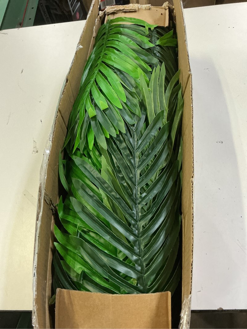 Condition photo showing Good Condition for 4ft 2pcs Large Artificial Plants Fake Palm Tree Tropical Palm Leaves Faux Palm Plants Tall Tree Indoor Real Touch Plastic Monstera Leaves for Home Garden Outdoor Office Decor (4ft/125cm-2pcs)