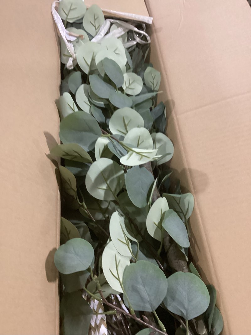 Condition photo showing Good Condition for Artificial Eucalyptus Tree, 6ft Tall Fake Eucalyptus Plant with Basket, Green Silver Dollars Silk Leaves Faux Tree for Home Office Livingroom Floor Decor Indoor