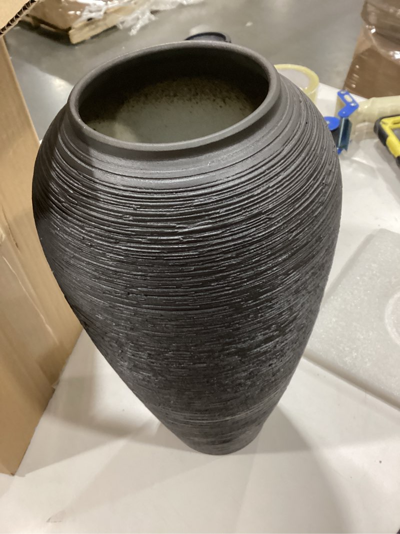 Condition photo showing New/Like New for Black Rustic Ceramic Vase Vintage Flower Vases,13.4 Inch Pottery Terracotta Tall Floor Vase Farmhouse Rustic for Minimalism Home Decor Aesthetic Centerpiece Living Room Bedroom Wedding