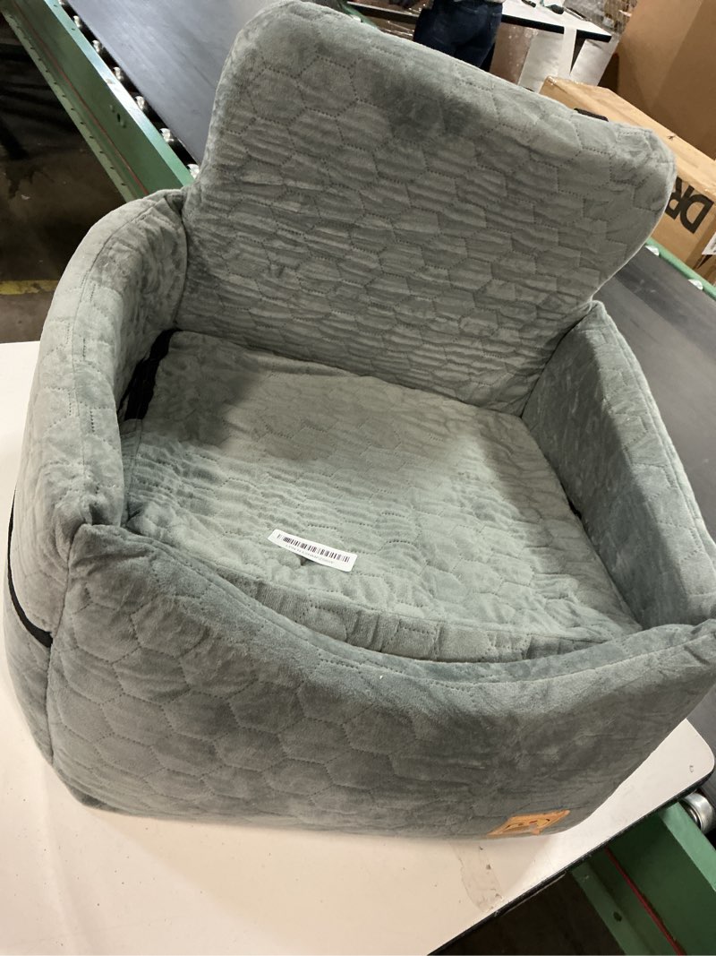 Condition photo showing As Is for Dog Car Seat for Small/Medium Dogs, Memory Foam Dog Booster Seat, Travel Safety Per Car Seat with Washable Removable Cover, Storage Pockets for Dogs up to 35 lbs(Gray) Gray Small
