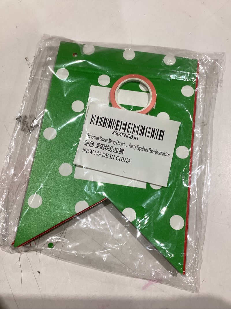 Condition photo showing Good Condition for AHEONLAR Merry Christmas Banner, Red Green Xmas Decorations Paper Banner Sign With String for Fireplace/Wall/Window, Christmas Home Office Decor Banners, Christmas Party Banner for Holiday Decoration