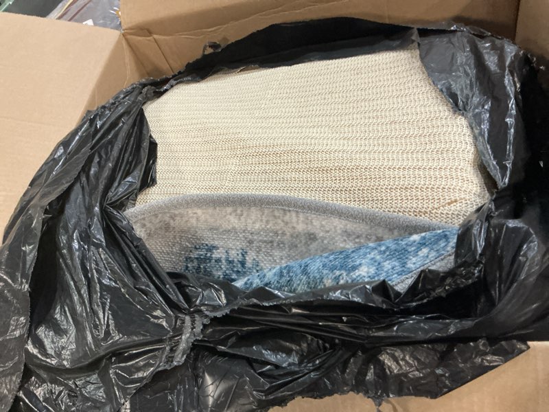 Condition photo showing As Is for area rugs 8x10 for living room bedroom, modern abstract machine washable soft blue cream rug, floor carpet with non slip backing for dining room blue cream 8' x 10' (rectangular)