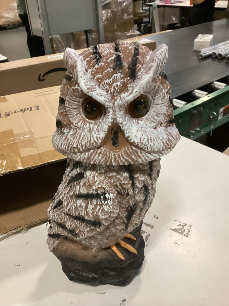 Condition photo showing Good Condition for owlsome solar tiger owl with flashing eyes, rotating head, hoot sound, motion detector and silent mode, plastic owl garden sculpture, garden decoration