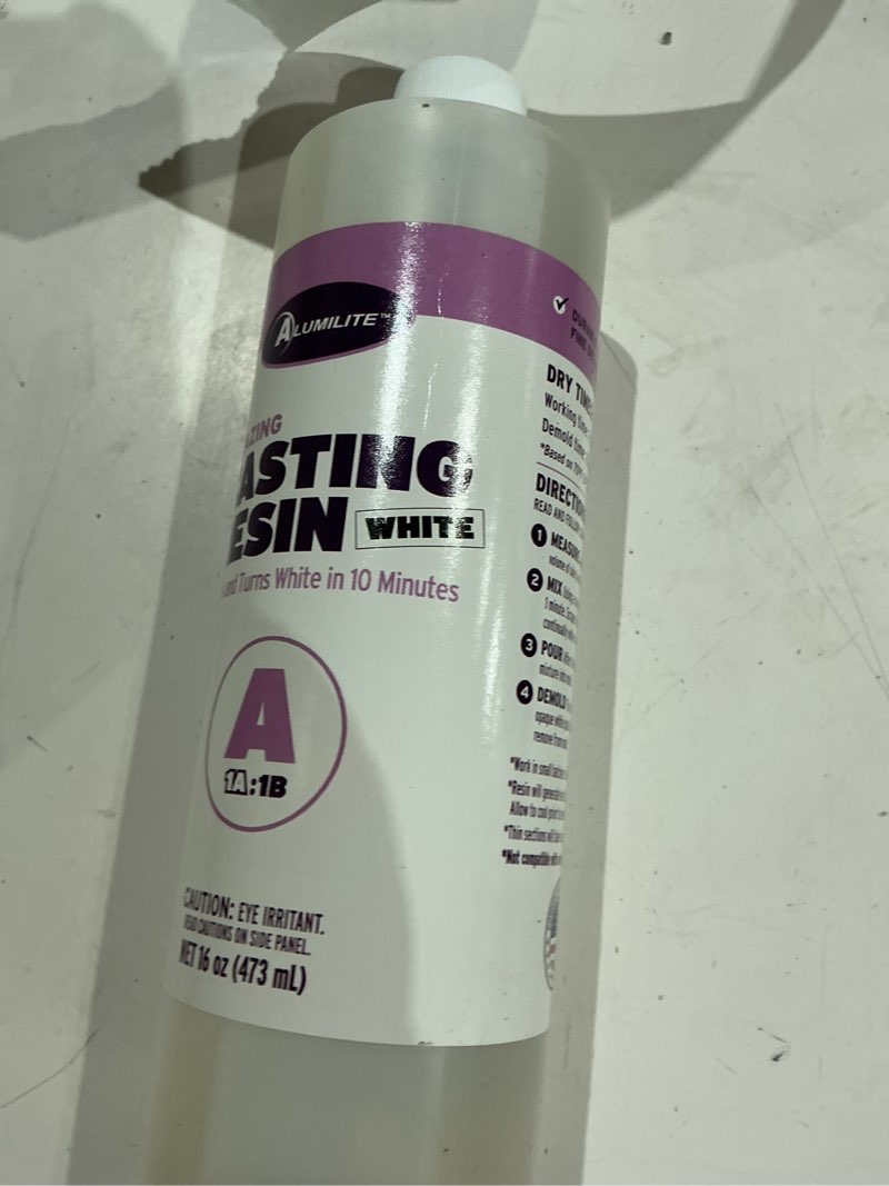 Condition photo showing As Is for incomplete ))alumilite amazing white casting resin kit - white casting resin kit, 32 oz (16 oz part a + 16 oz part b), ideal for pouring durable pieces from small to large, crafts