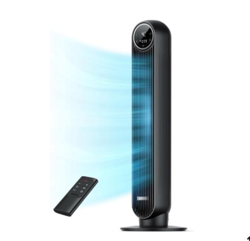 dreo tower fans that blow cold air, 40" evaporative air cooler, cooling fan for bedroom with 80° oscillating, remote control, 3 modes 4-speed quiet floor fan, black black 40 inches