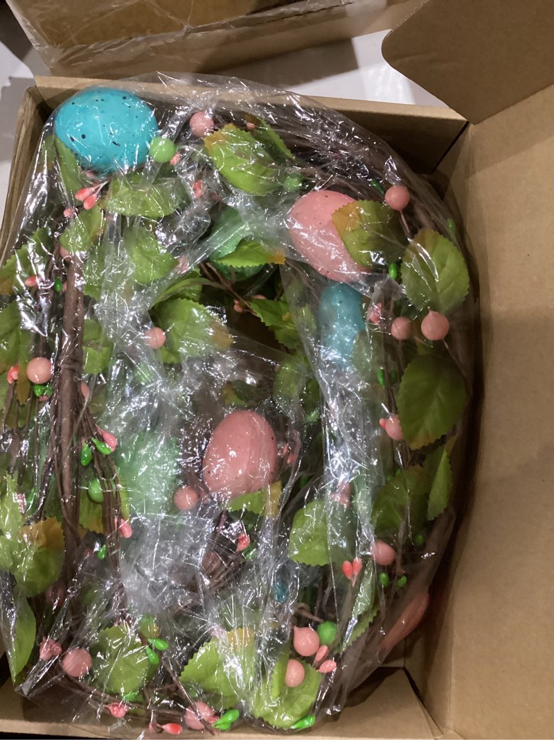Condition photo showing Good Condition for riceshoot 6 ft artificial easter egg garland with led mixed berry hanging rustic spring easter garland string for mantle kitchen fireplace wall window home indoor outdoor decor