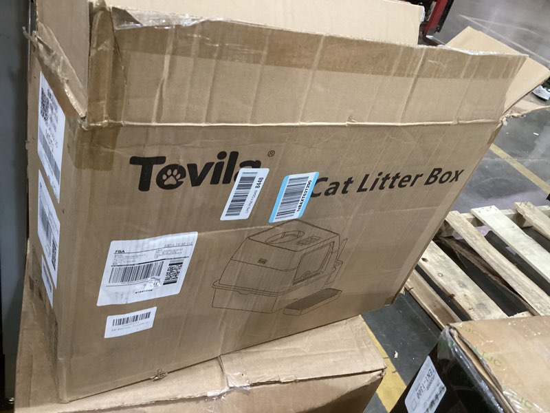 Condition photo showing Good Condition for Tevila Extra Large Stainless Steel Litter Box with Lid, High Sided Enclosed Metal Cat Litter Pan, Do