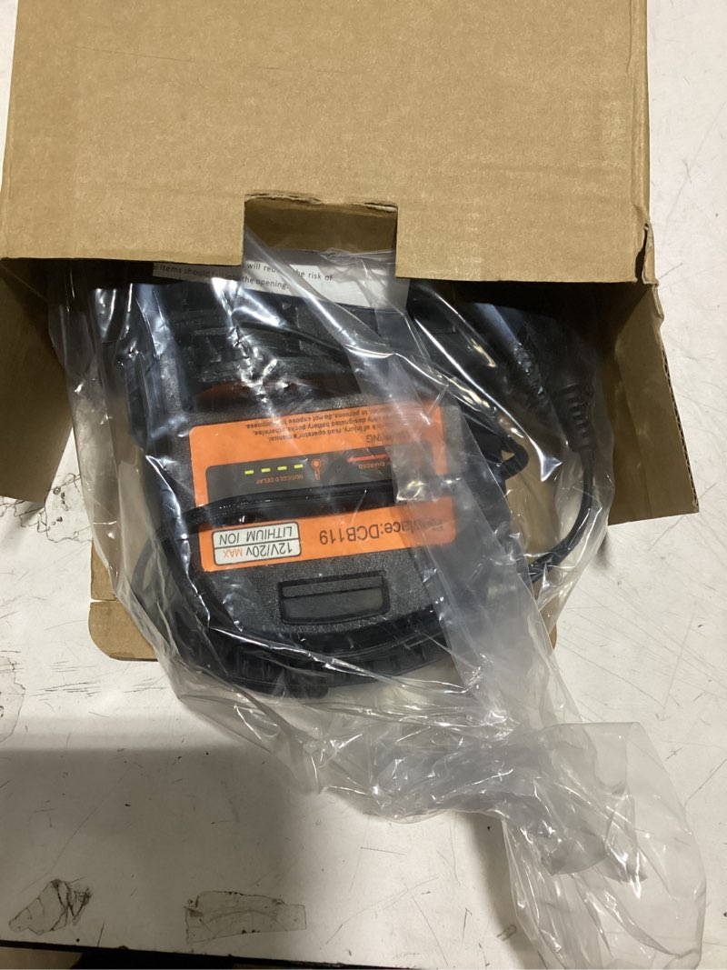 Condition photo showing As Is for dcb119 car battery charger compatible with de-walt 12v, 20v & 60v max lithium ion battery dcb203 dcb201 dcb204 dcb206 dcb606 dcb609 dcb120 replacement for 20v max vehicle charger