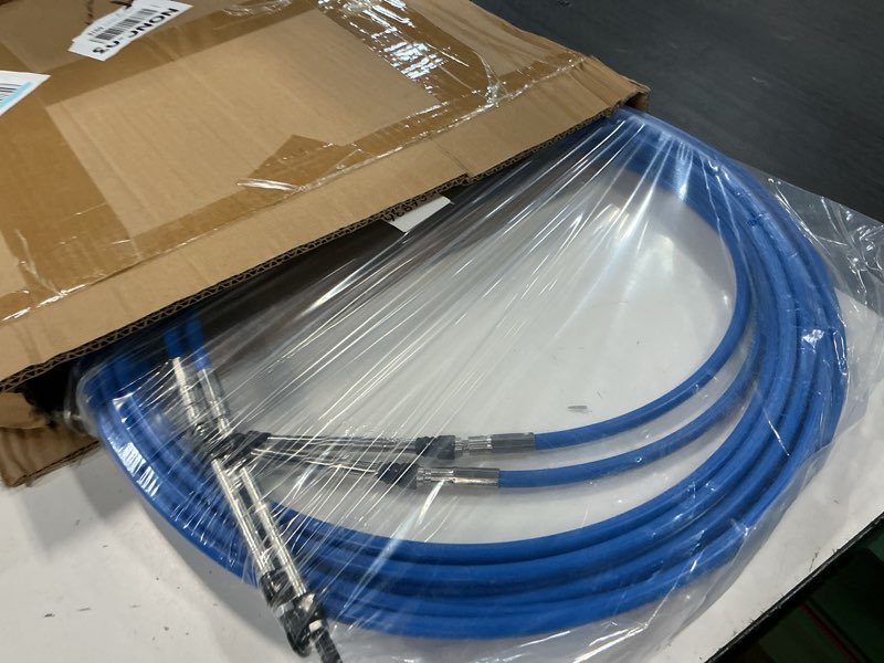 Condition photo showing Good Condition for 2pcs 8ft 3300/33c marine throttle shift remote control box cable compatible with outboard engine boat motor steering system blue 8ft 2pcs