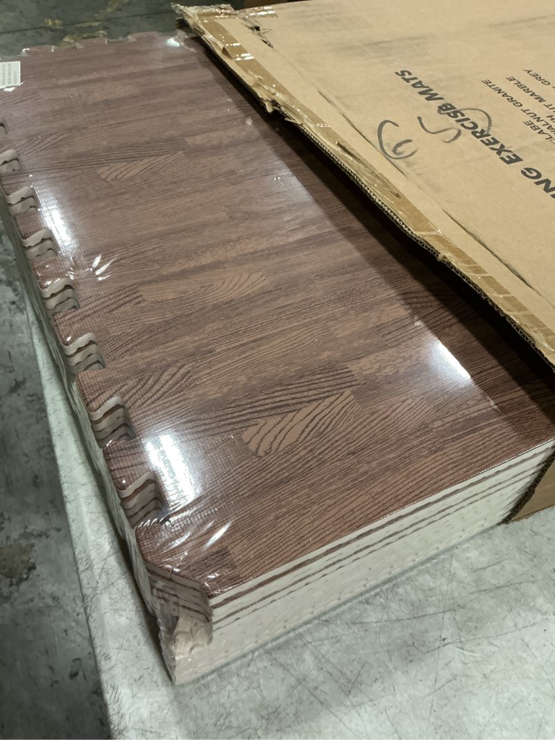 Condition photo showing New/Like New for yes4all eva interlocking mats puzzle floor tiles foam floor padding with border for furniture home space living room garage g. 48 square feet (12 tiles) - dark oak wood