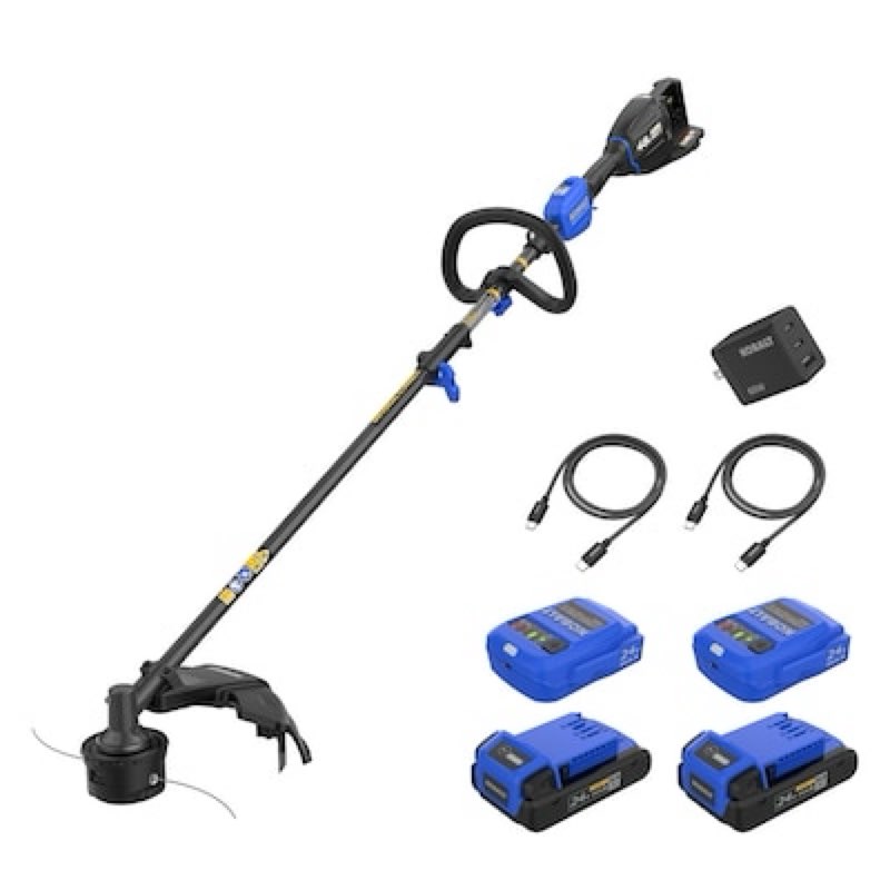Kobalt 48V MAX (24Vx2) 15-in Attachment Capable Battery String Trimmer Kit, (2) 3.0Ah Batteries and Charger Included