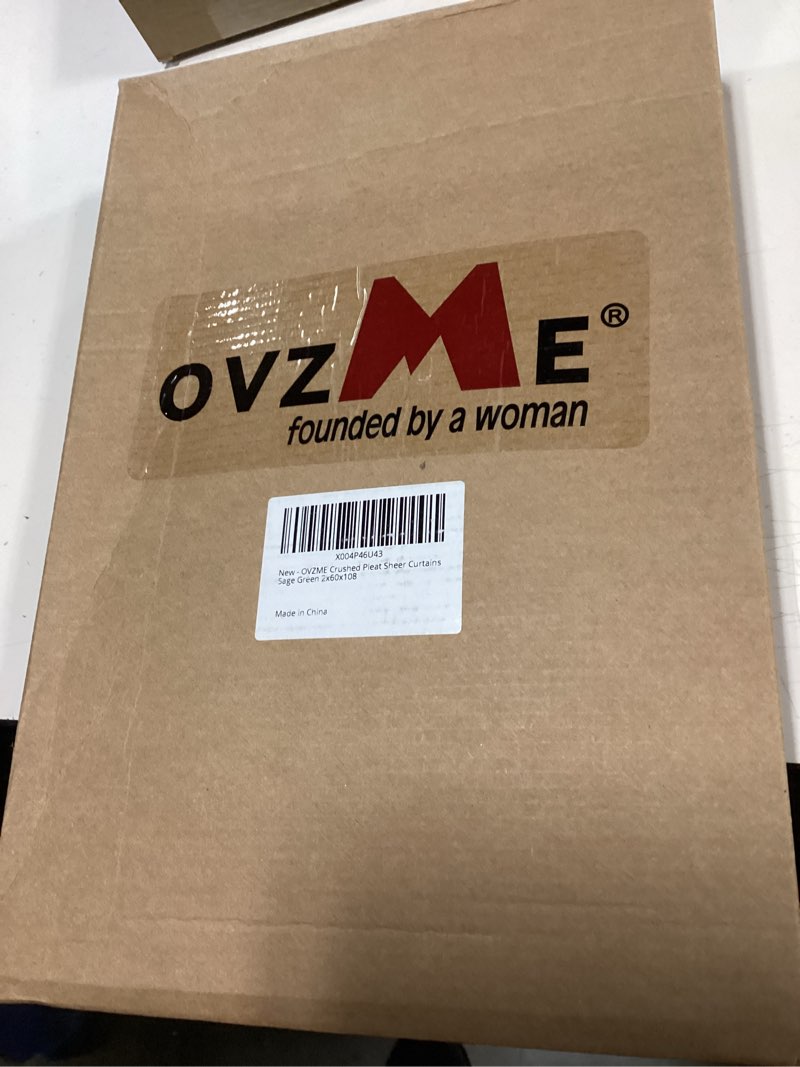 Condition photo showing New/Like New for ovzme sage green crushed window sheer curtains 108 inches long 2 panels, lightweight light filtering pinch pleated long curtains for living room, soft fabric voile semi sheer drapes, 60wx108l inches 60"w x 108"l (pack of 2) sage green