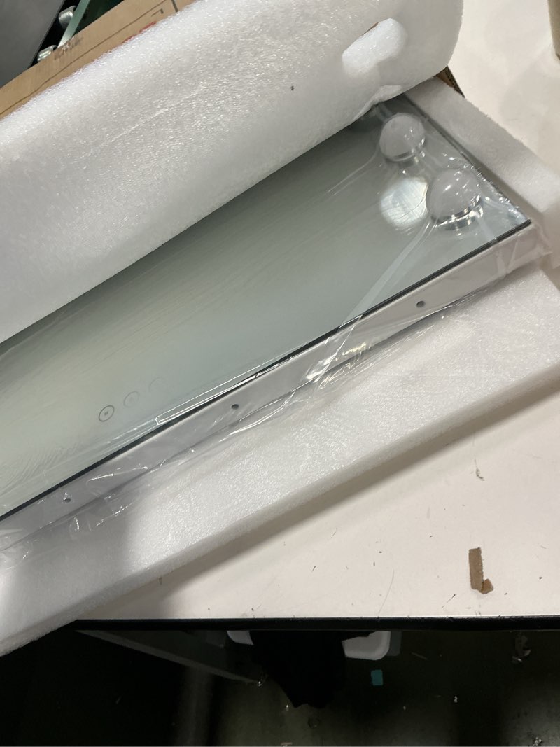 Condition photo showing New/Like New for Vanity Mirror with Lights Lighted Makeup Mirror with 15 Dimmable LED Bulbs,3 Color Lighting Modes,USB Charging Port Touch Control,Sturdy Metal Frame Design 24x18 Inch,White White 22.8"L x 18"W