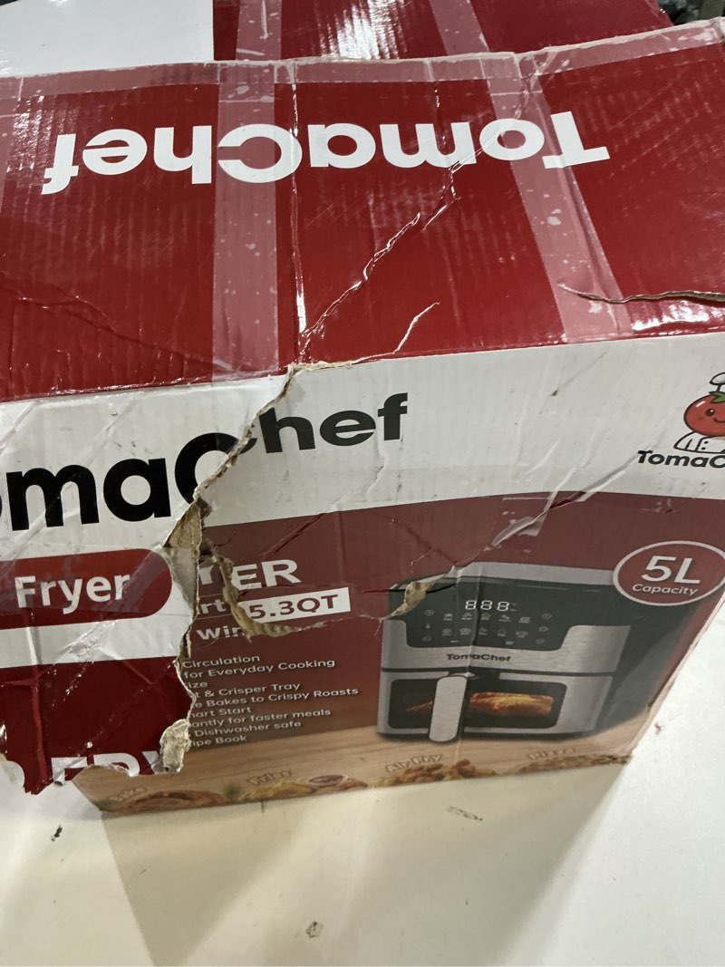 Condition photo showing Good Condition for TomaChef Air Fryer 10-in-1, 5.3QT Compact Oil Free Cooker with Visible Window, Healthy Cooking, Digi