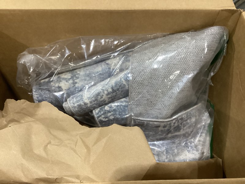 Condition photo showing Good Condition for Hallway 2x10 Washable Runner Rug: Abstract Kitchen Stove Rugs Low-Pile Stain Resistant Entryway Area Rug Cozy Bedroom Soft Floor Mat Non-Slip Farmhouse Carpet for Bathroom Living Room(2x10,Blue/ivory) 2' x 10' (Rectangular) Blue/Ivory