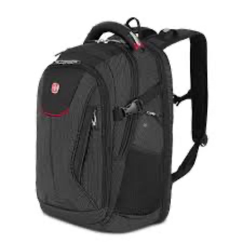swissgear travel tech elite laptop backpack – fits laptops up to 16” – scansmart tsa-friendly backpack with usb port, shoe compartment & organizer pockets – black