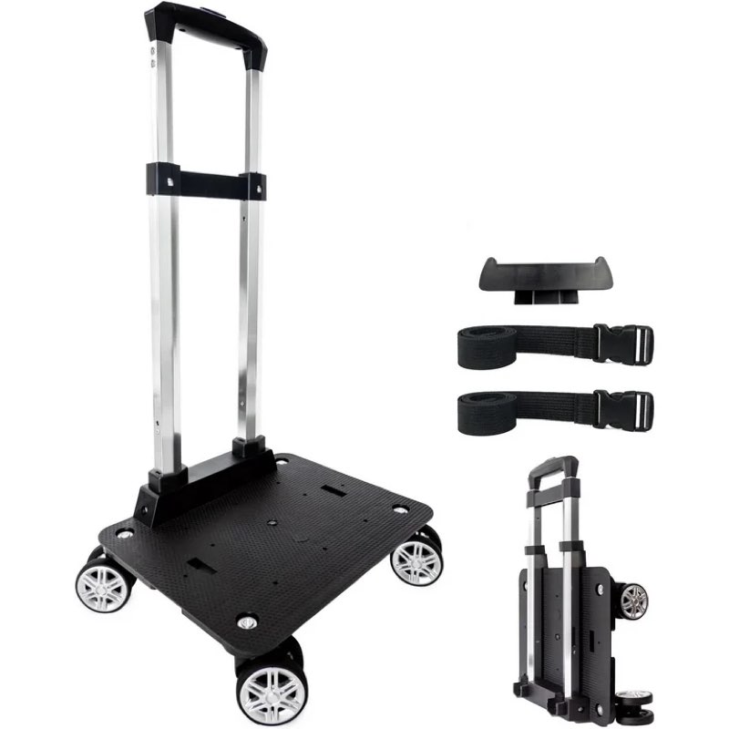 backpack trolley wheeled cart-backpack hand truck with luggage strap,aluminium alloy folding trolley cart for bags backpack travel luggage cart