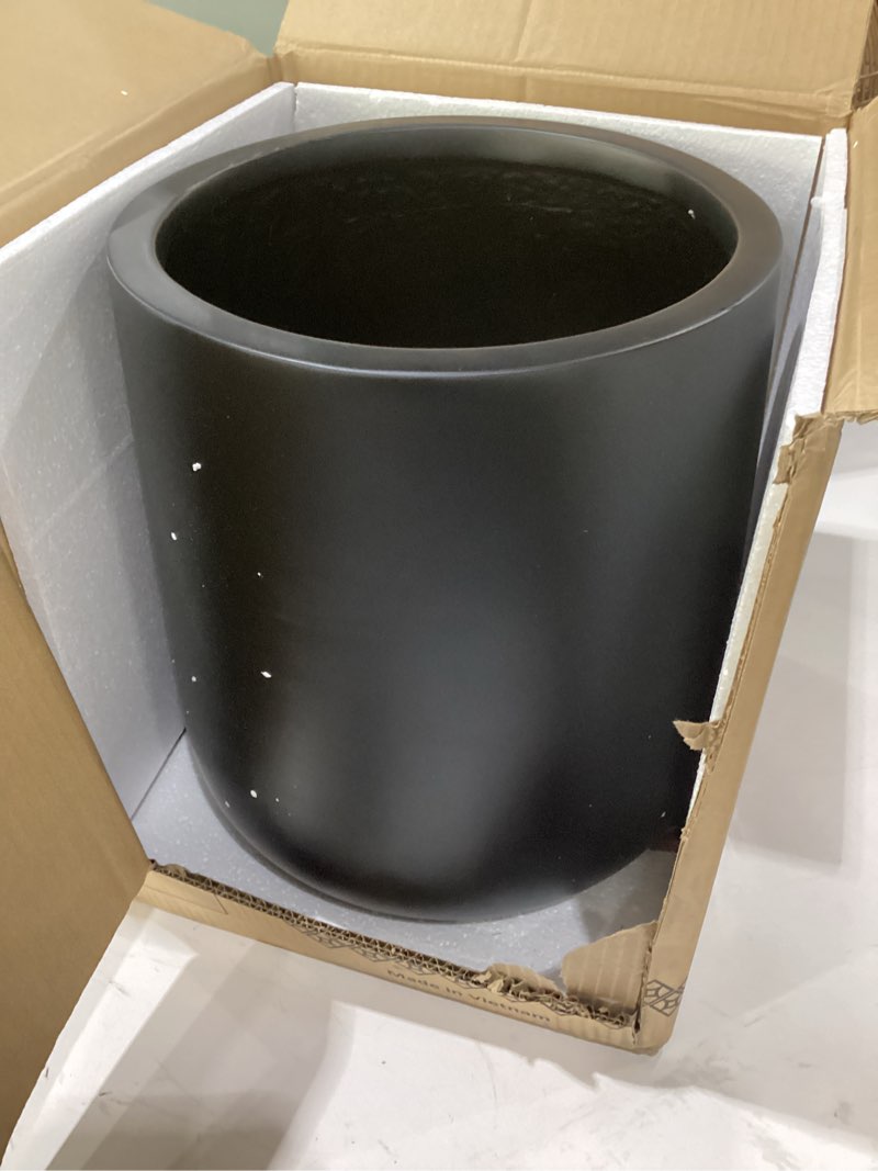 Condition photo showing Good Condition for veradek mason series lima planter - round planter for indoor or outdoor porch/garden | made from plastic-stone composite with drainage holes | modern décor for succulents, flowers, small plants black 10 inches, similar to stock photo