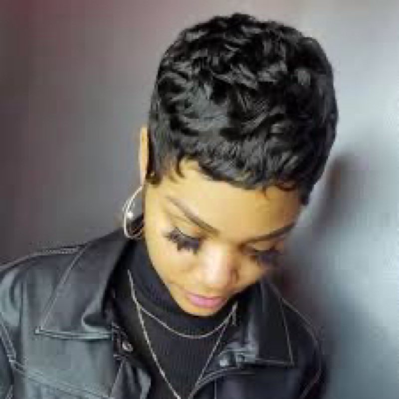 (Similar )FREEKWEEN Short Black Human Hair Pixie Cut Wigs for Black Women Human Hair Glueless pixie Wig Layere