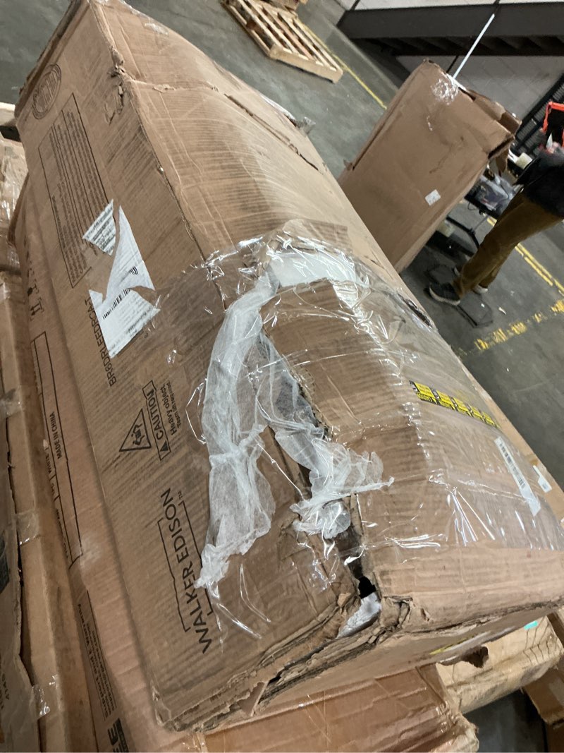 Condition photo showing As Is for Walker Edison Blythe Mid-Century Modern Tray-Top Solid Wood 6-Drawer Dresser, 30 Inch, Caramel Caramel-t