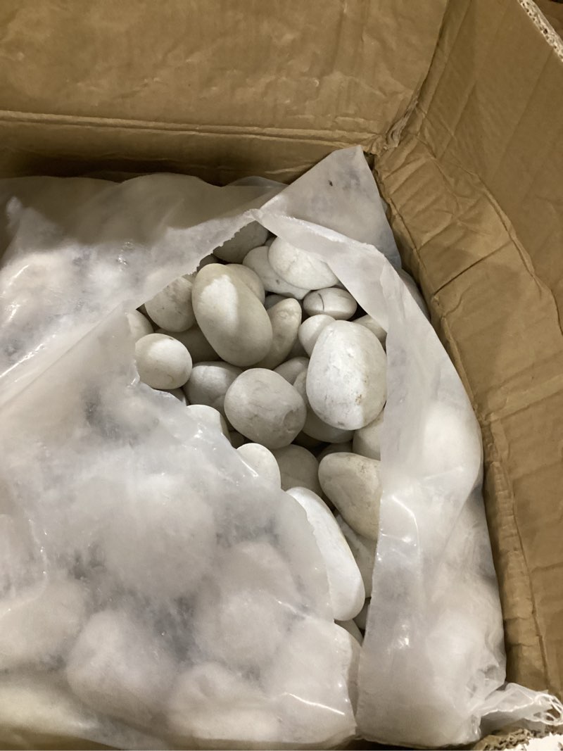 Condition photo showing Good Condition for large river rocks for landscaping, 40lbs aquarium rocks, 3-4 inch white pebbles for indoor plants, natural stones for garden paving plant rocks crafting walkways 40 lbs, 3-4 inch white 1