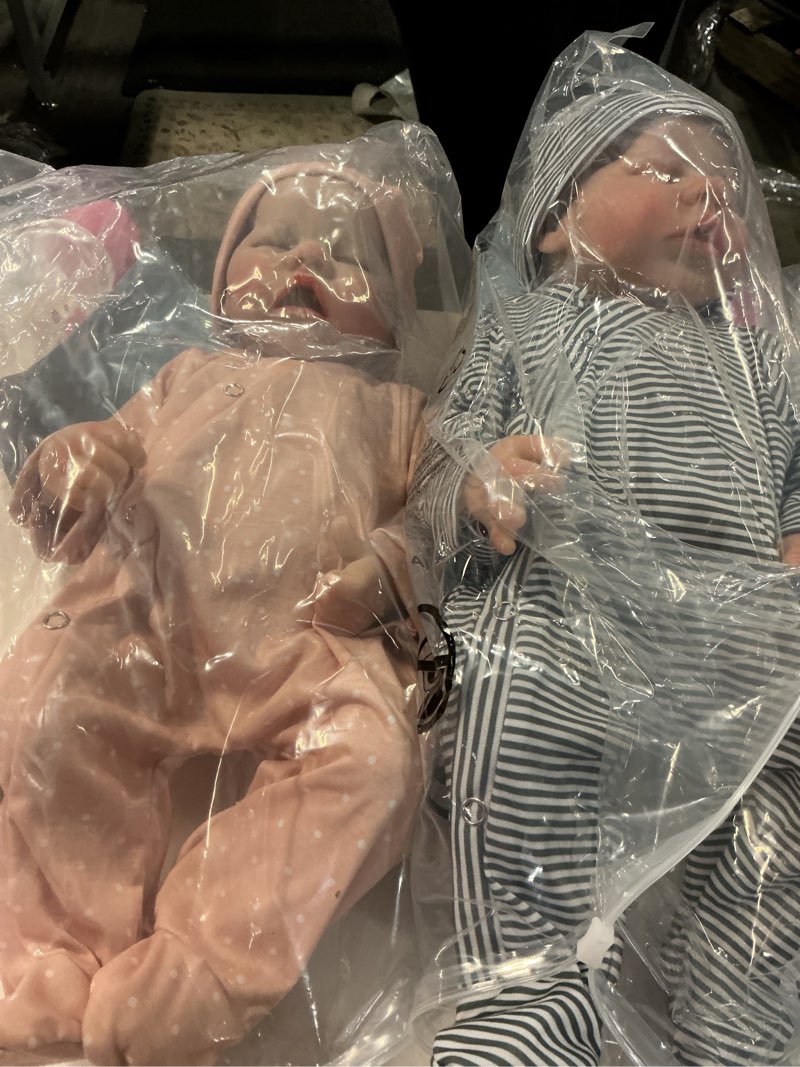 Condition photo showing As Is for Newborn Baby Dolls Twins Girls 18 Inch Real Life Babies That Look Real Full Body Silicone Realistic Baby Dolls Real Looking Reborn Dolls Lifelike Babies Birthday Gifts Set for Kids