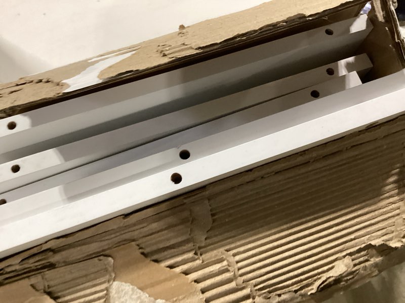 Condition photo showing Good Condition for toolcat 57.5-in h x 29.9-in w x 15.4-in d white stackable wood 8 cube organizer