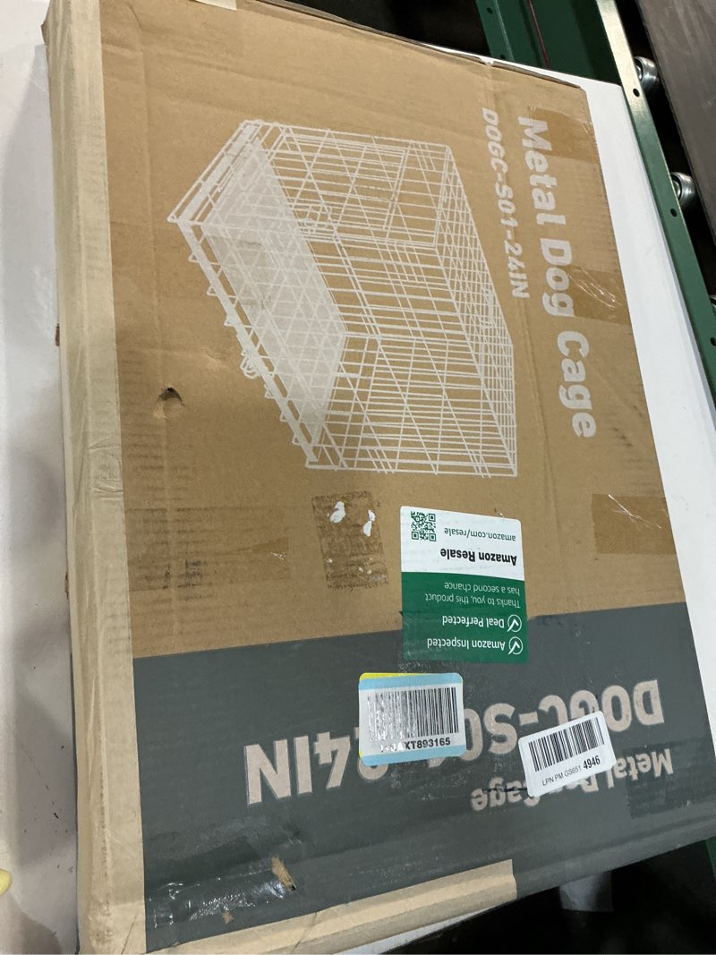 Condition photo showing Good Condition for dog crate - 24 inch small single door portable puppy dog cage, metal wire pet kennel with secure lock, leak-proof pan tray, foldable design for small dog indoor training and outdoor trave single door 24.41"l x 16.77"w x 18.5"h