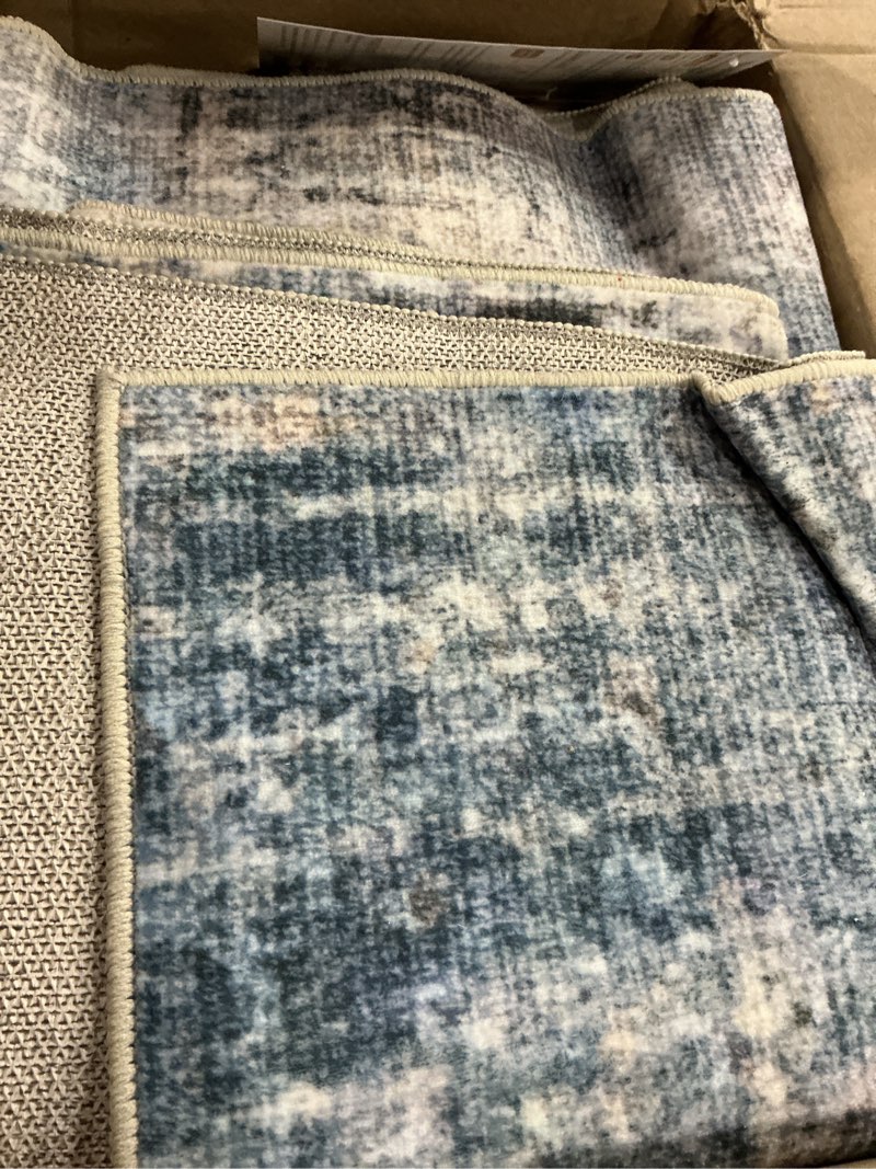 Condition photo showing Good Condition for area rugs 8x10 living room rug washable no slip low pile soft thickness large carpets indoor floor covering for bedroom dining modern abstract home office decor blue 01blue 8' x 10' (rectangular)