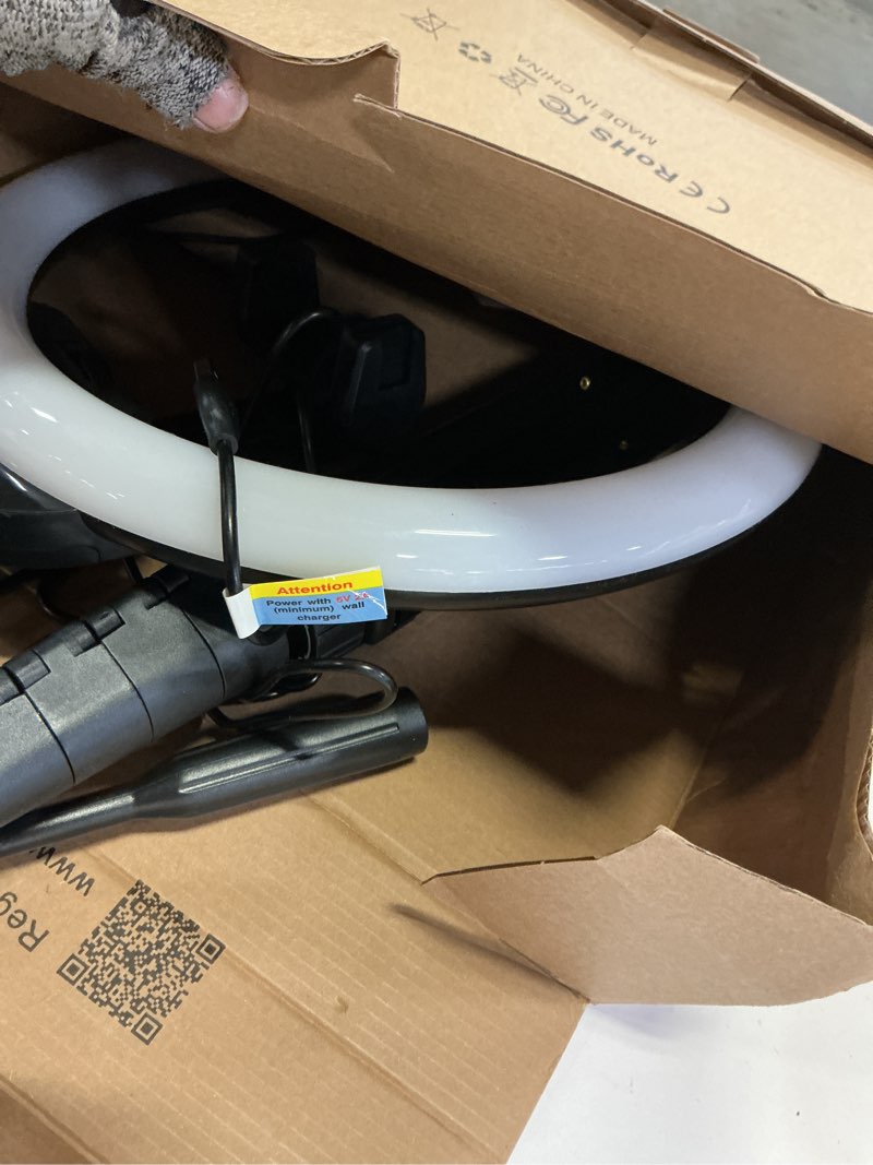 Condition photo showing As Is for ubeesize 12'' led rgb ring light with 62'' tripod stand, selfie ring light for video recording, live streaming, tiktok & youtube, compatible with iphone & android 12-in black rgb