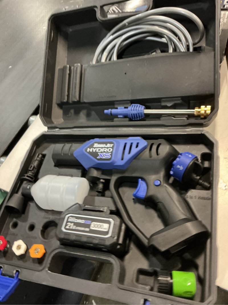 Condition photo showing Good Condition for Ontel Turbo Jet HydroX5 Pro Portable Cordless Pressure Washer (21V 3000mAh Battery), 6-in-1 Nozzle, Dual Water Source, 16ft Detachable Hose